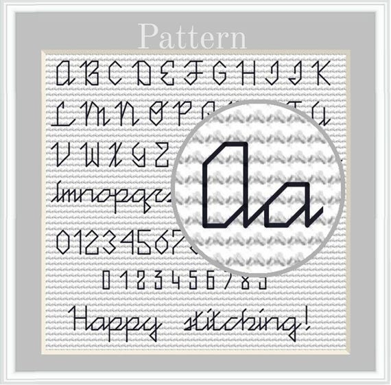 Backstitch Alphabet Pattern, Counted Cross Stitch Cursive Letters