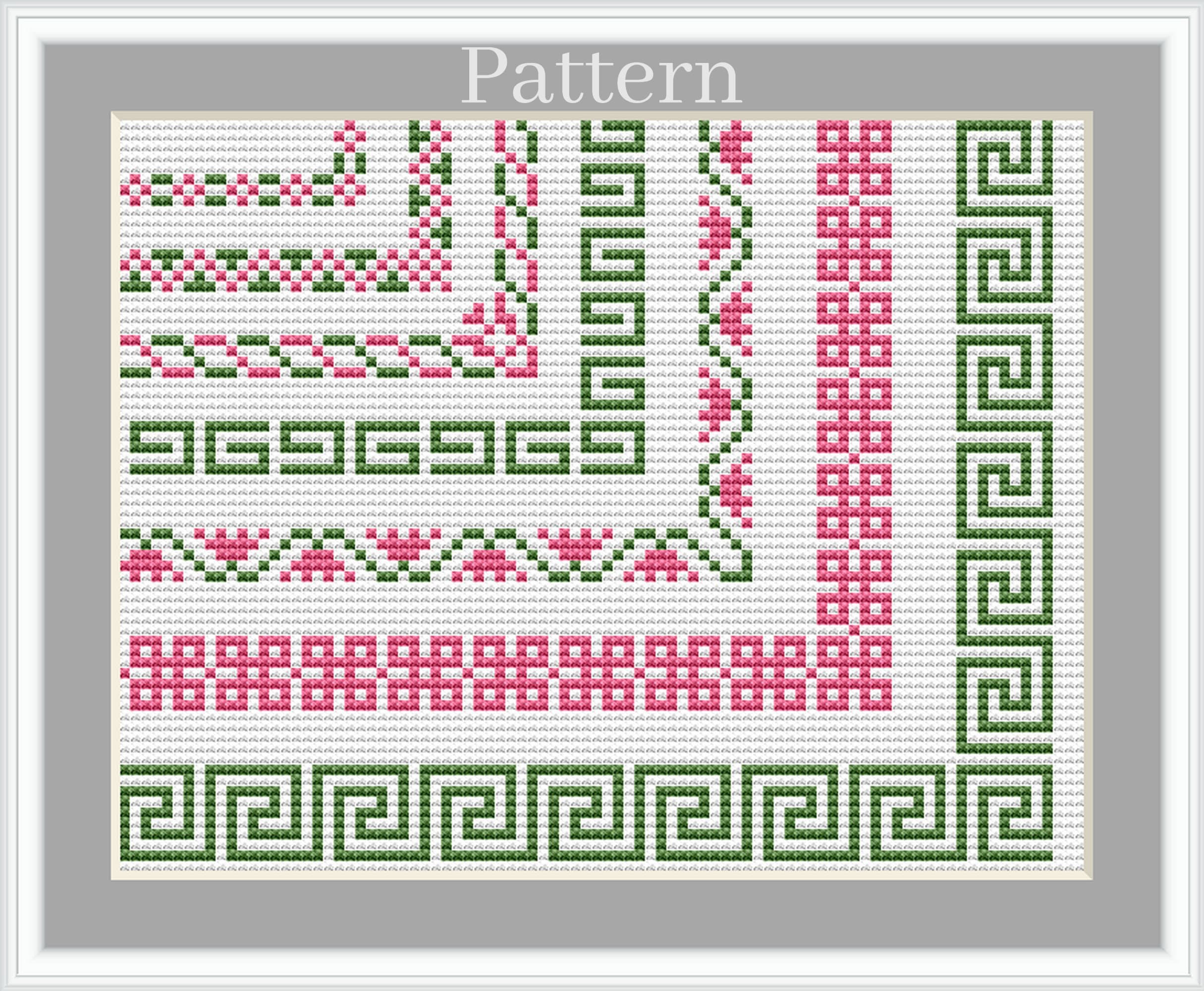Celtic Border сross Stitch Pattern, Pink Cross Stitch Frames