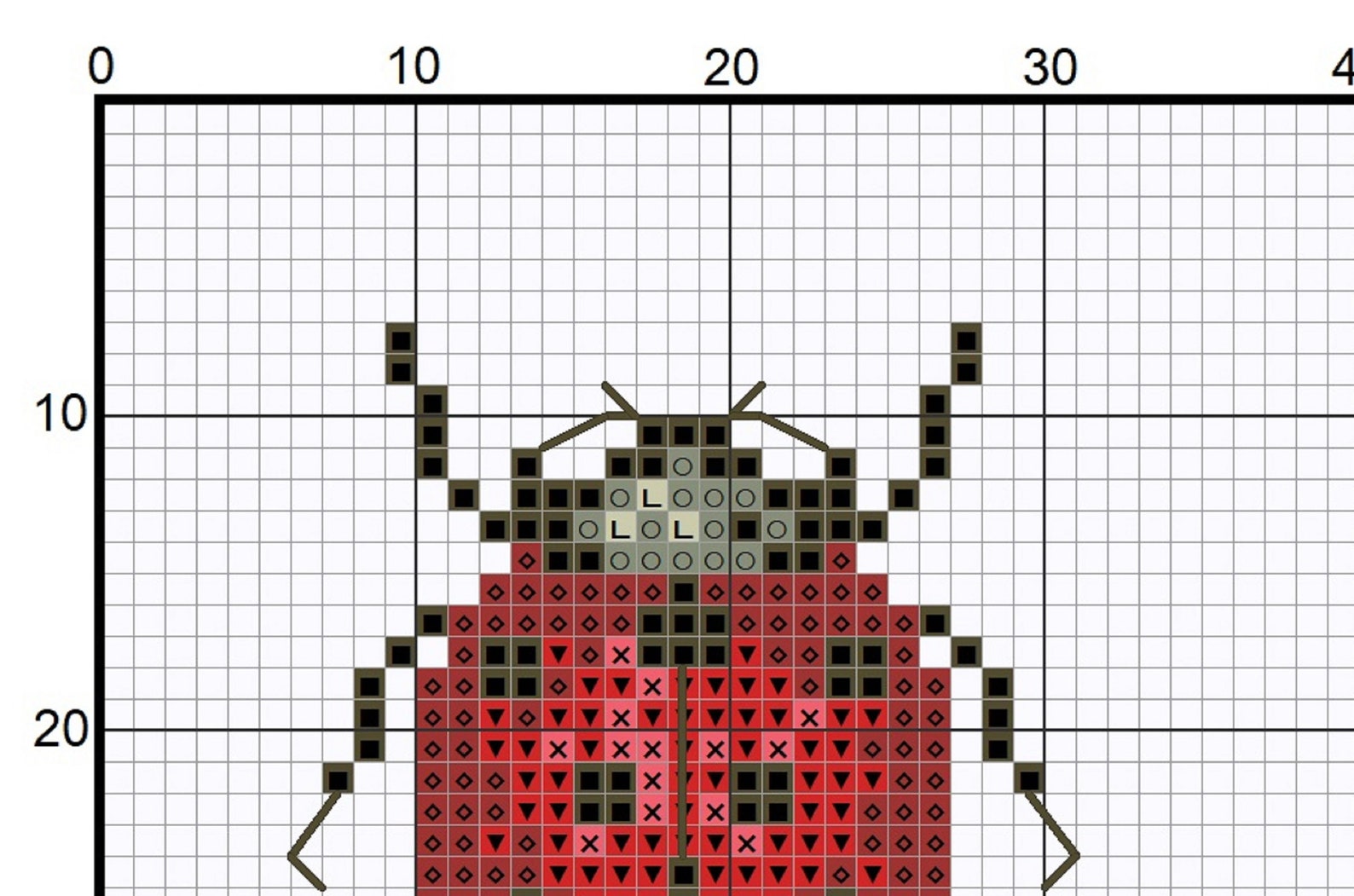Ladybug Cross Stitch Pattern PDF Insect Cross Stitch Etsy UK
