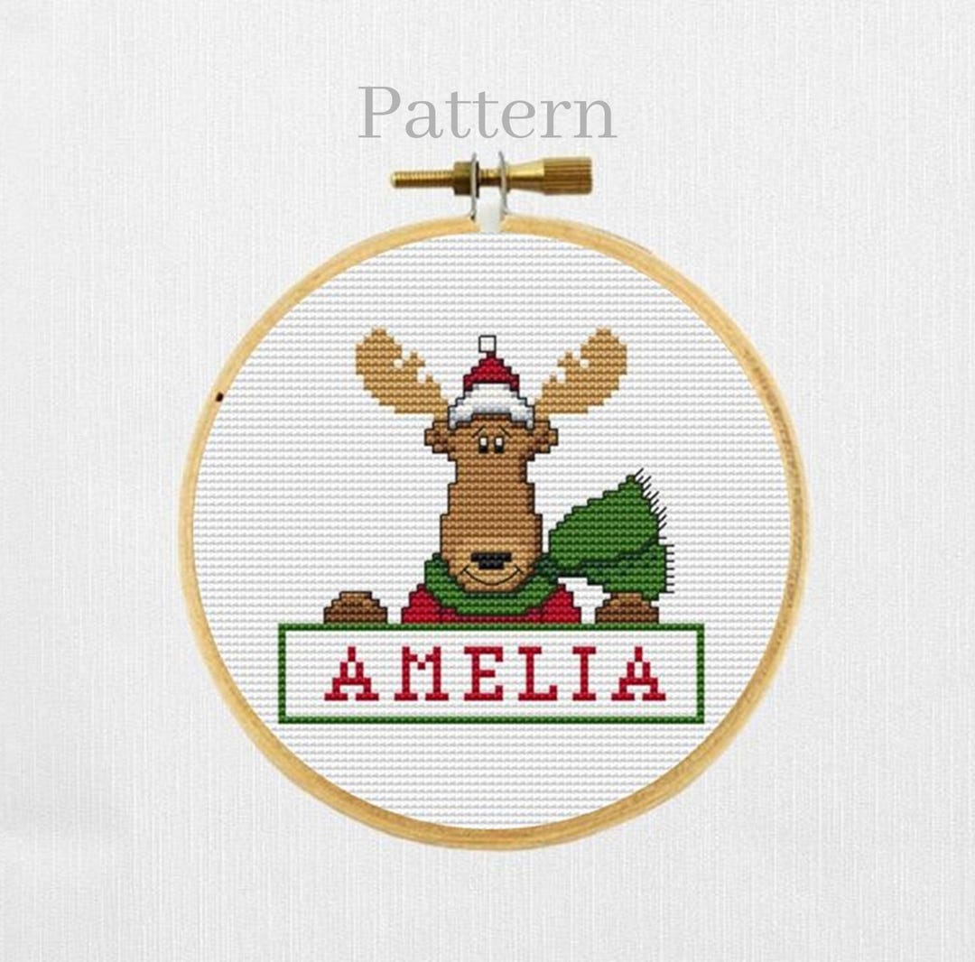 Christmas Reindeer Cross Stitch Pattern With Alphabet Chart for ...