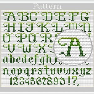 Christmas alphabet cross stitch pattern, Christmas fonts, Cross stitch letters, Cross stitch numbers