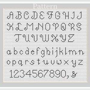 Backstitch Alphabet, Cross Stitch Font, Back Stitch Alphabet, Cursive ...