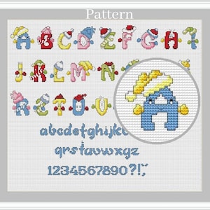 Christmas alphabet cross stitch pattern, Christmas fonts, Cross stitch letters, Monogram fonts, Initial letters