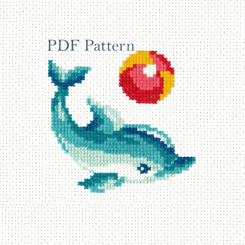 Dolphin Cross Stitch Pattern Dolphin Embroidery Sea Animals Etsy