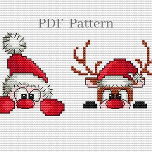 Weihnachtsmann und Rentier Kreuzstichmuster PDF