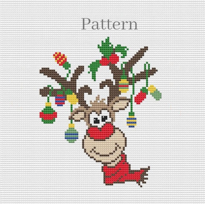 Reindeer Cross Stitch Pattern for Christmas Ornaments and Cards - Etsy