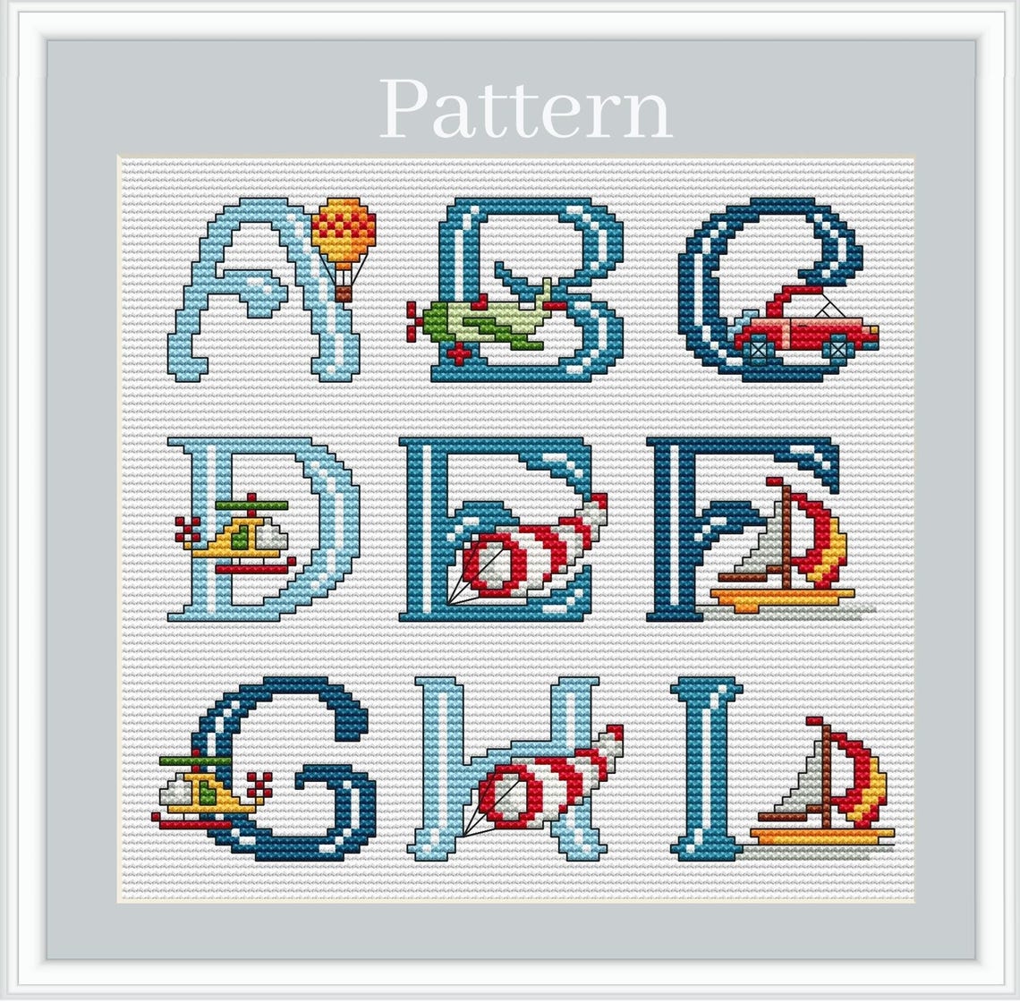Cross Stitch Letters for Boys, Monogram Font, Blue Alphabet Cross ...