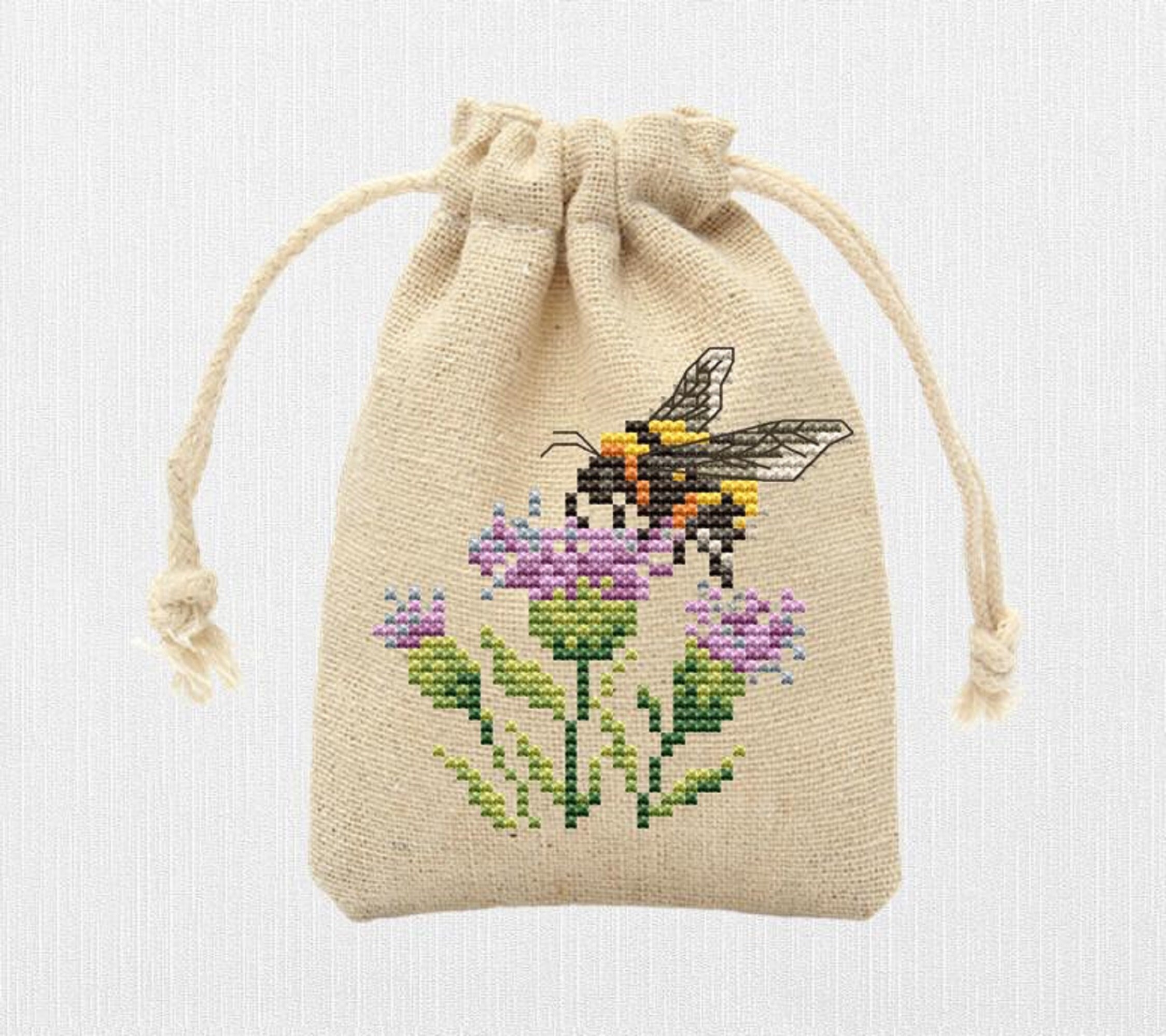 Thistle Cross Stitch Pattern, Bee Cross Stitch, Floral Cross