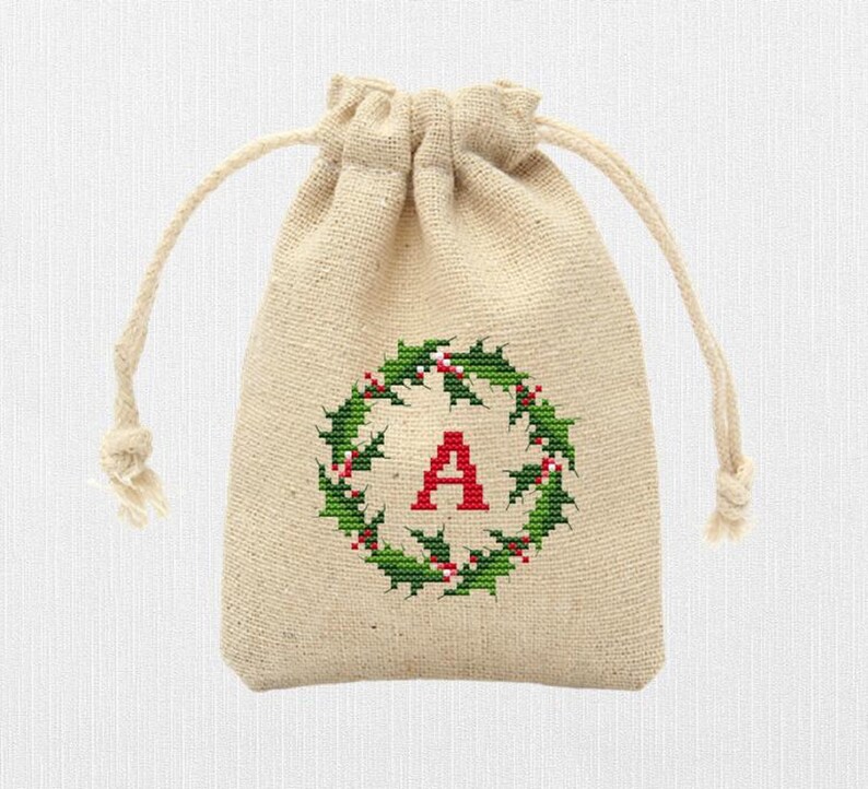 Christmas monogram letters, Monogram ornament cross stitch pattern, Monogram fonts 3 inch hoop, Cross stitch alphabet