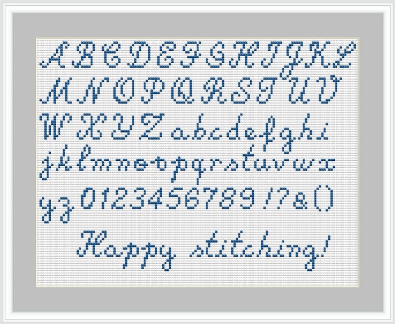 Cursive alphabet cross stitch pattern, Cross stitch font, Cross stitch letters, Cross stitch numbers