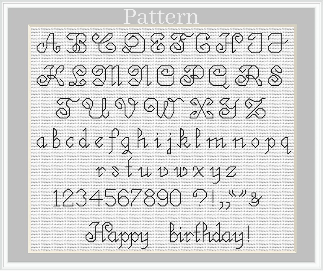 Cursive Font, Cross Stitch Font, Back Stitch Alphabet, Backstitch
