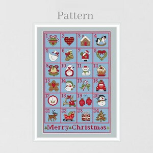 Advent Calendar Cross Stitch Pattern Merry Christmas Hand Embroidery Advent Calendar Cross Stitch Pattern Merry Christmas Hand Embroidery