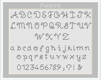 Alphabet de point de croix, Alphabet de point de croix, Police de point de croix, Lettres de point de croix