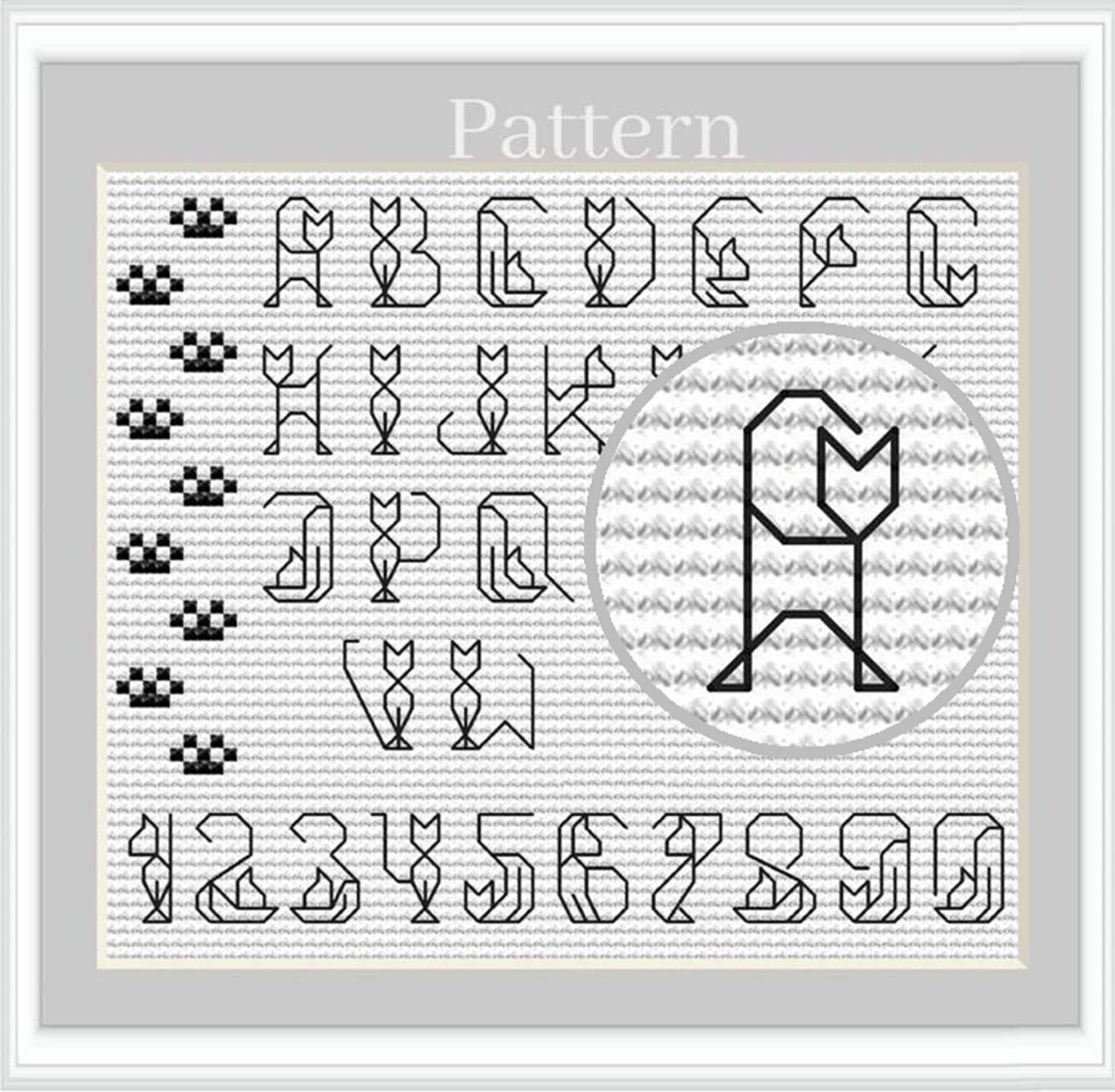Cat Alphabet Cross Stitch Font, Cross Stitch Letters