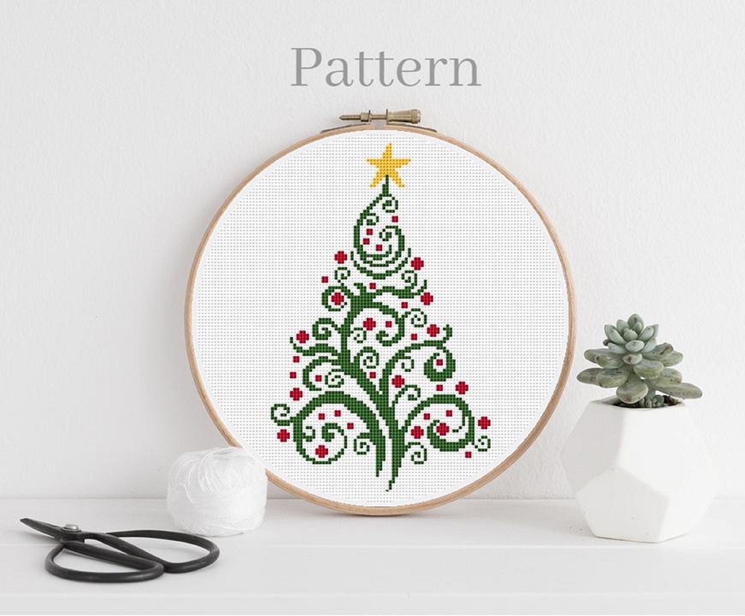 Christmas Tree Cross Stitch Pattern, Small Christmas Tree Hand Embroidery Pattern - Etsy Finland