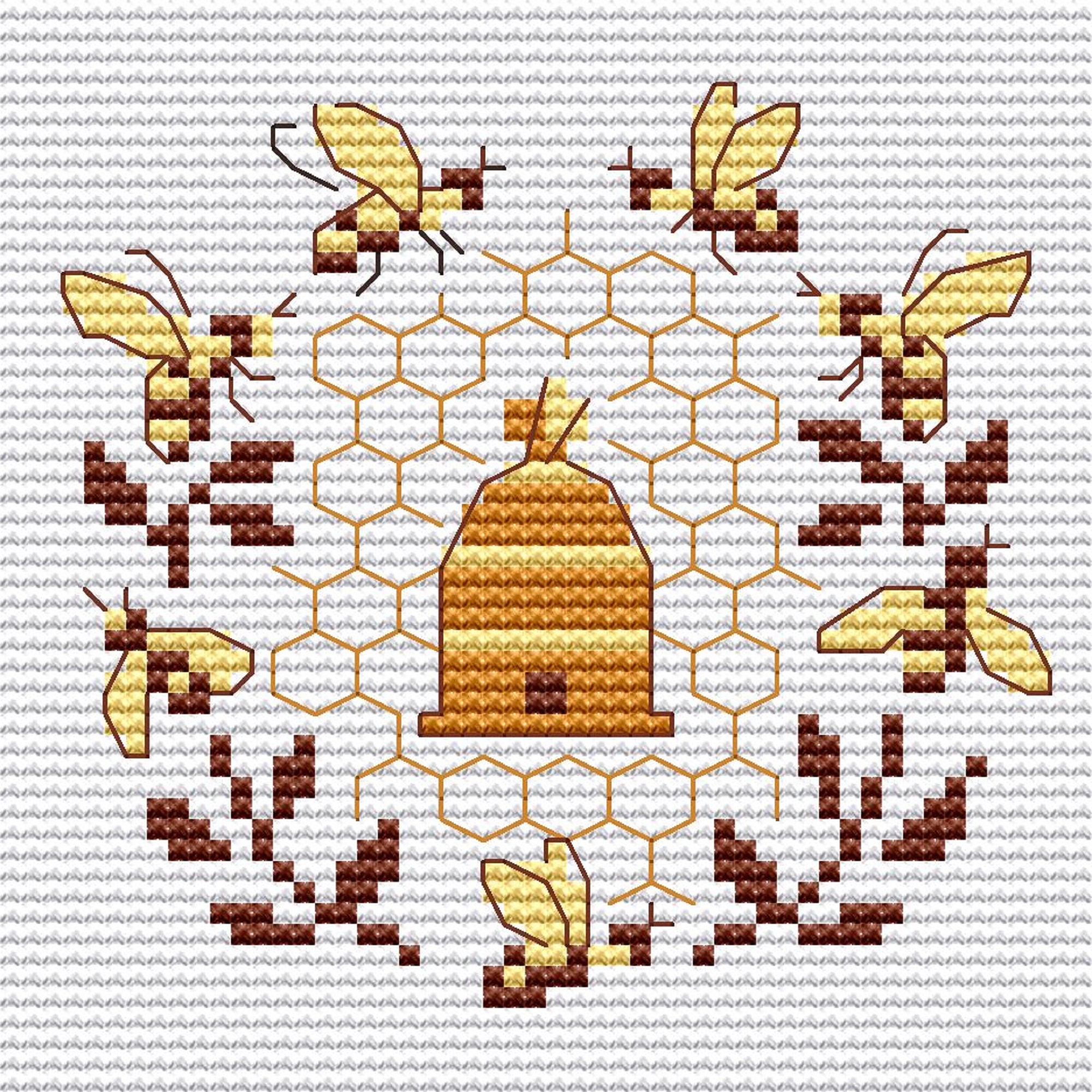 Bumble bee cross stitch pattern Beehive embroidery pattern Etsy