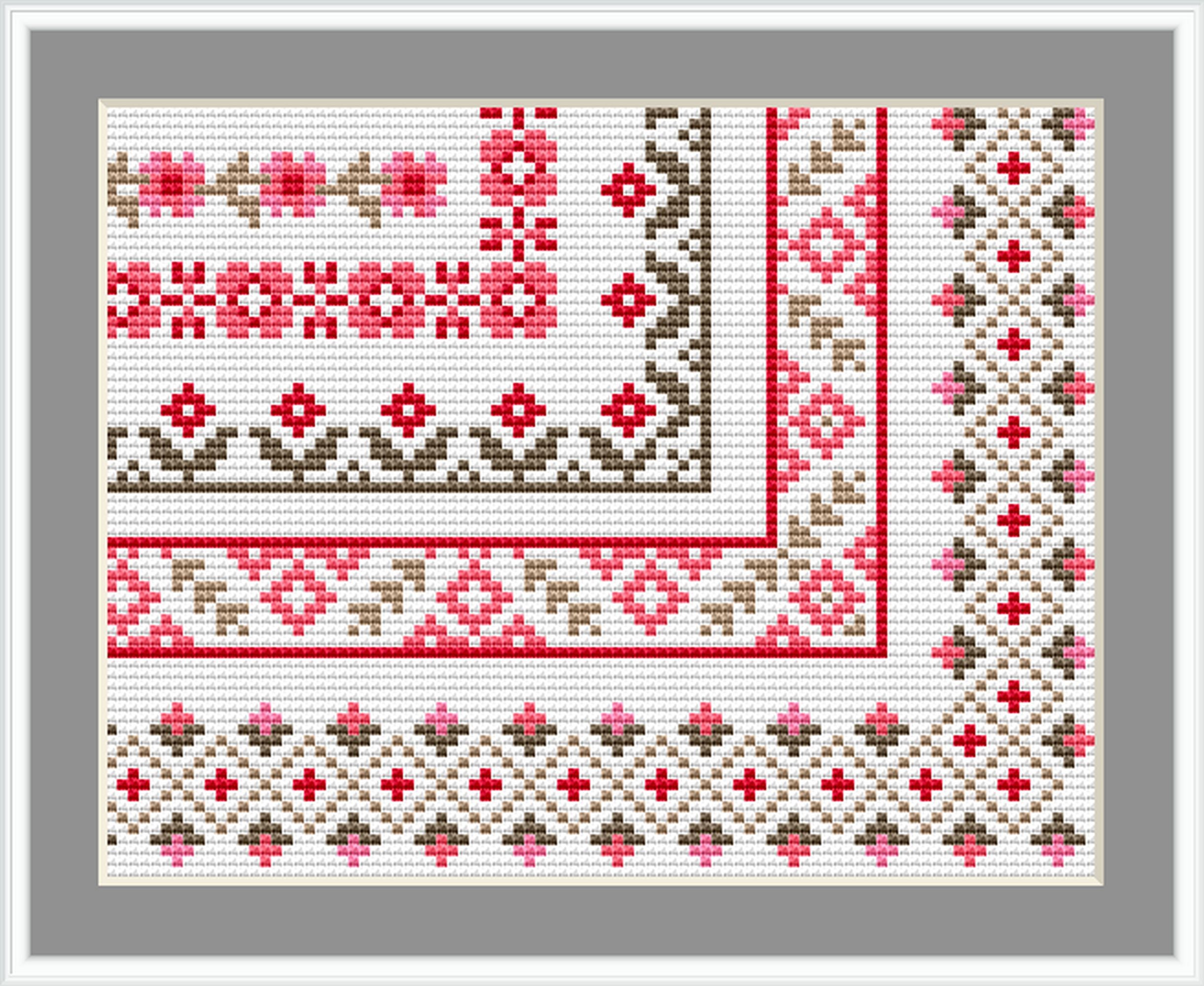 Floral Cross Stitch Font Various Color Gradients Included 