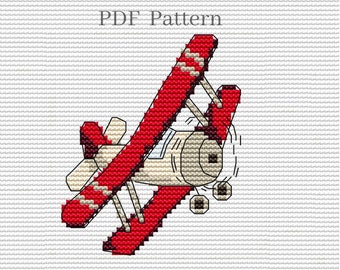 Airplane cross stitch pattern, Plane cross stitch, Vehicle cross stitch for boys