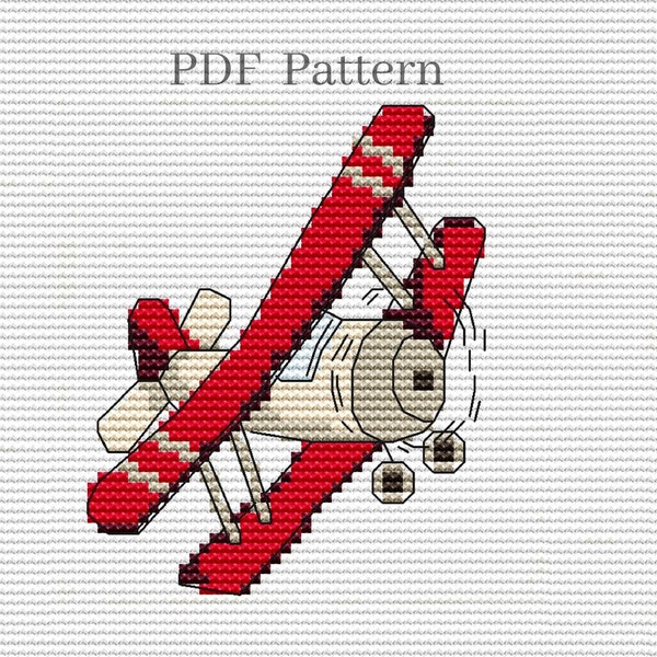 Airplane cross stitch pattern, Plane cross stitch, Vehicle cross stitch for boys