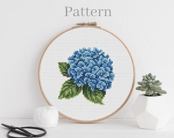Hydrangea cross stitch pattern Hortensia hand embroidery pattern