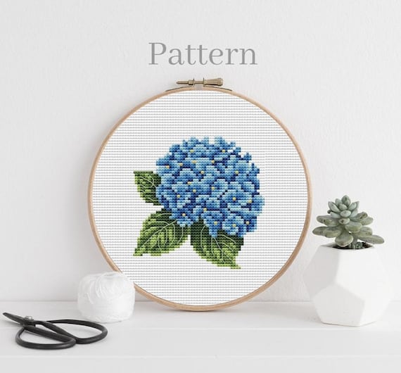 Hydrangea Cross Stitch Pattern Hortensia Hand Embroidery Pattern