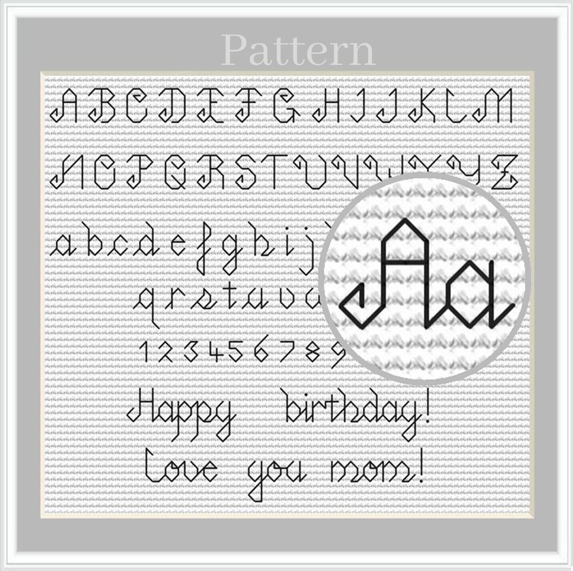Backstitch Alphabet Cross Stitch Pattern, Cursive Alphabet
