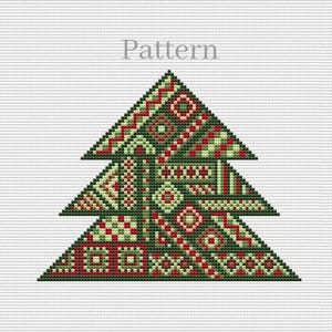 Motif sapin de Noël au point de croix avec patchwork