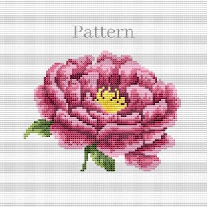 Peony cross stitch pattern, Cross stitch paeony, Garden flowers pattern