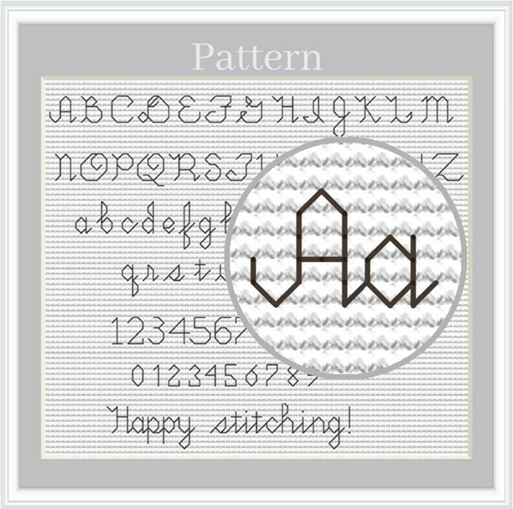 Backstitch Alphabet Cross Stitch Pattern, Cursive Font Hand Embroidery ...