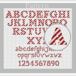 Christmas alphabet chart cross stitch pattern Cross stitch fonts Cross stitch letters