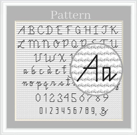 abc style　クリーク Backstitch Alphabet Cross Stitch Pattern, Cross Stitch Font