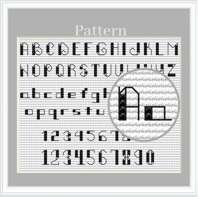 Backstitch Alphabet Cross Stitch Pattern With Small Letters and Numbers ...