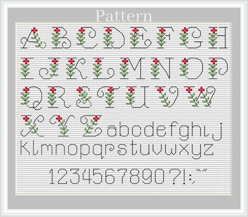 Backstitch Alphabet Cross Stitch Pattern Cross Stitch Etsy Canada