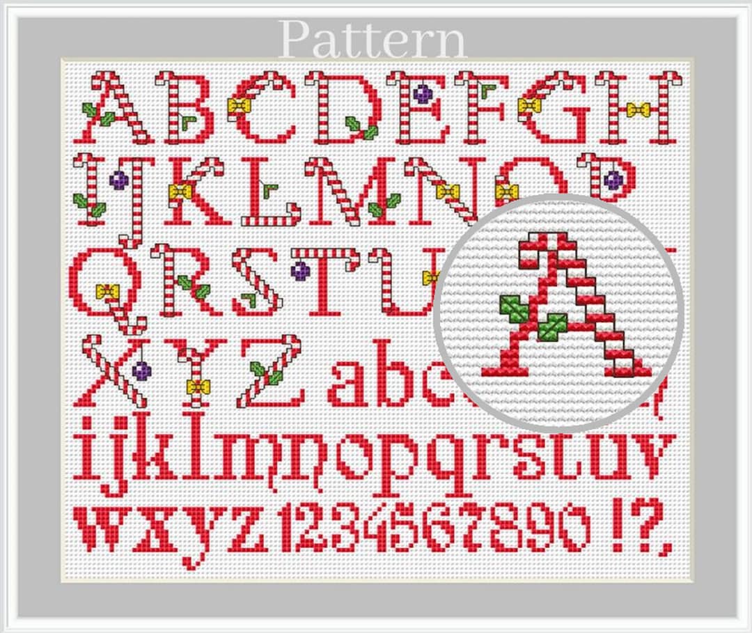 Christmas Alphabet Cross Stitch Pattern, Christmas Fonts, Cross Stitch