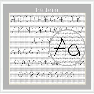 Backstitch alphabet cross stitch pattern, Cross stitch letters and numbers, ABC chart