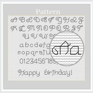 Backstitch Alphabet Cross Stitch Pattern With Small Letters and Numbers ...
