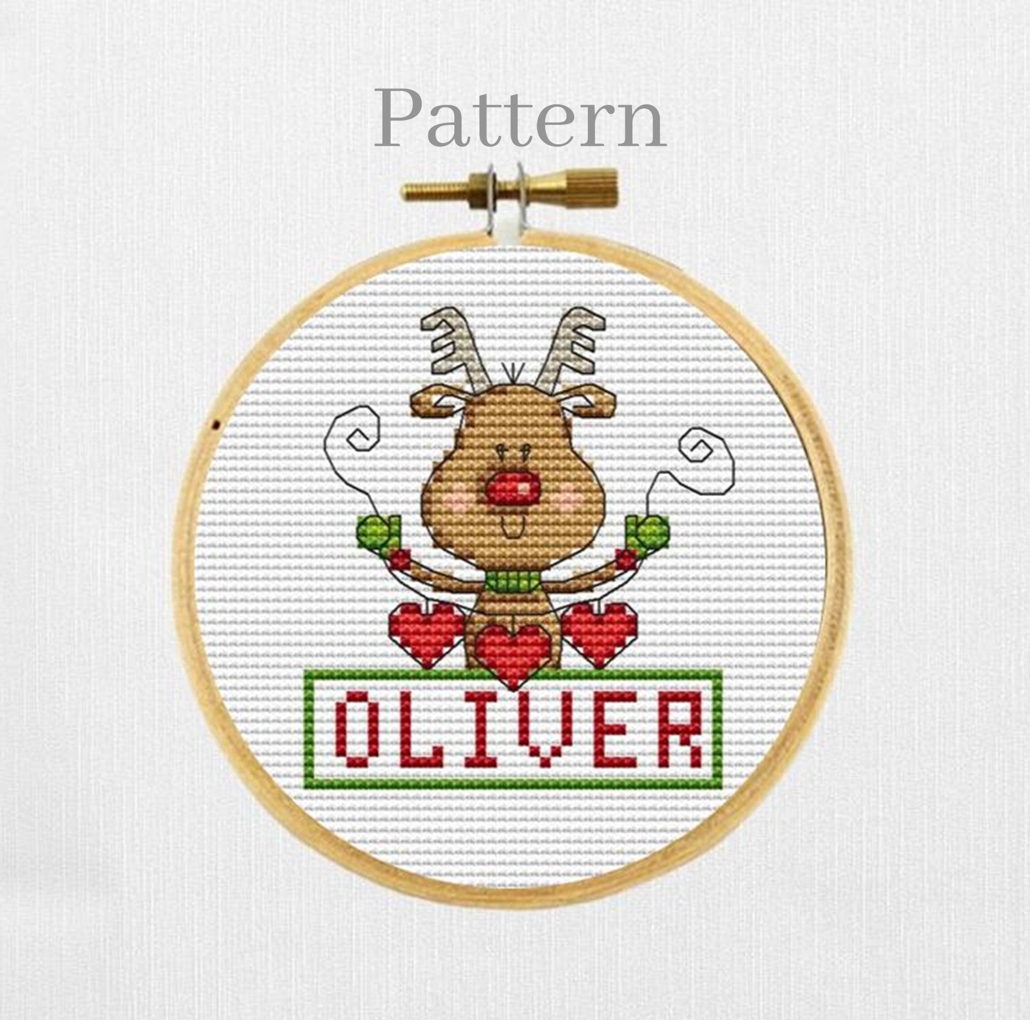 Reindeer Cross Stitch Pattern With Alphabet Chart for Christmas ...