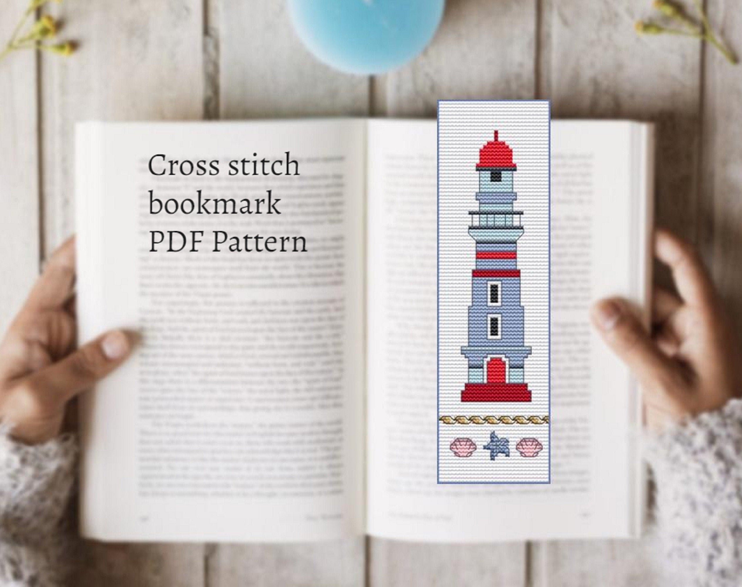 Lighthouse cross stitch bookmark PDF Sea embroidery pattern Etsy