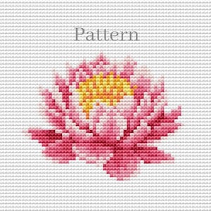 Lotus cross stitch pattern for floral hand embroidery project