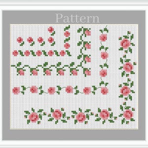 Flower border cross stitch pattern, Rose border, Floral borders, Cross stitch borders