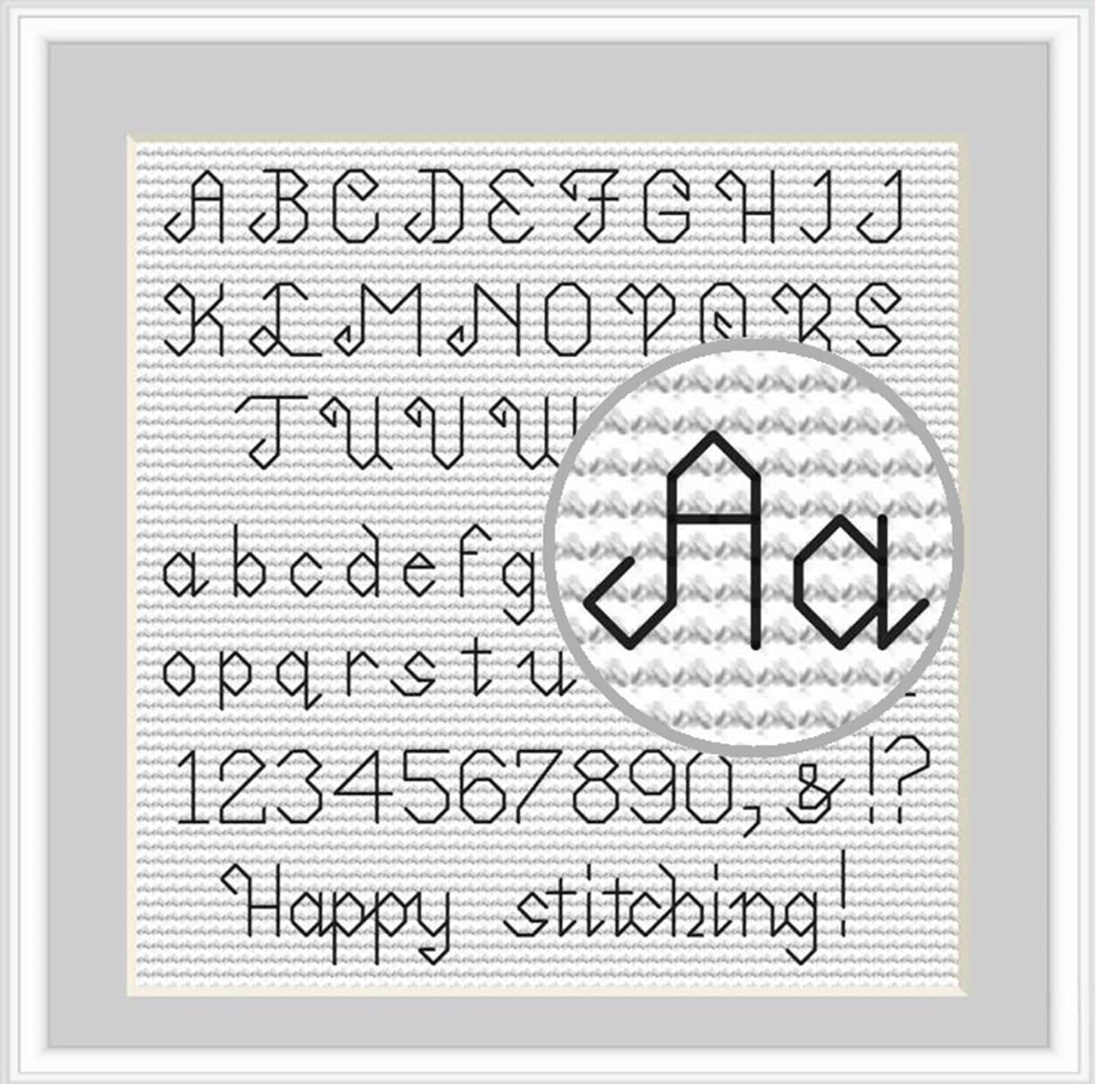Backstitch Alphabet Cross Stitch Pattern With Cursive Letters and ...