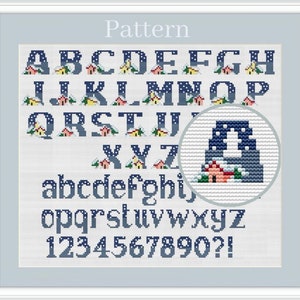 Monogram font cross stitch pattern Cross ctitch letters Christmas alphabet Cross stitch fonts