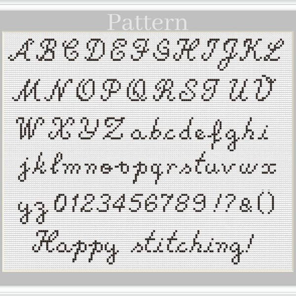 Cursive alphabet cross stitch pattern, Cross stitch font, Cross stitch letters, Cross stitch numbers