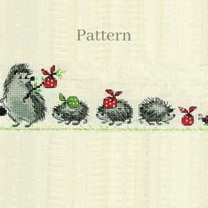 Hedgehog cross stitch pattern, Woodland animal, Cottagecore hand embroidery pattern