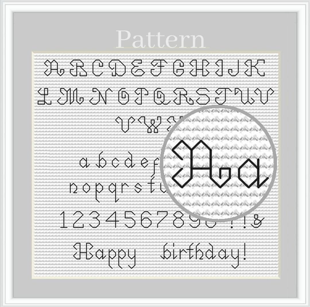 Cursive Alphabet Cross Stitch Pattern With Small Backstitch Letters and ...