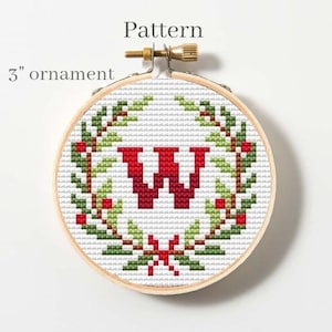 Christmas monogram letters cross stitch pattern, Monogram fonts, Cross stitch ornament, Initial ornament