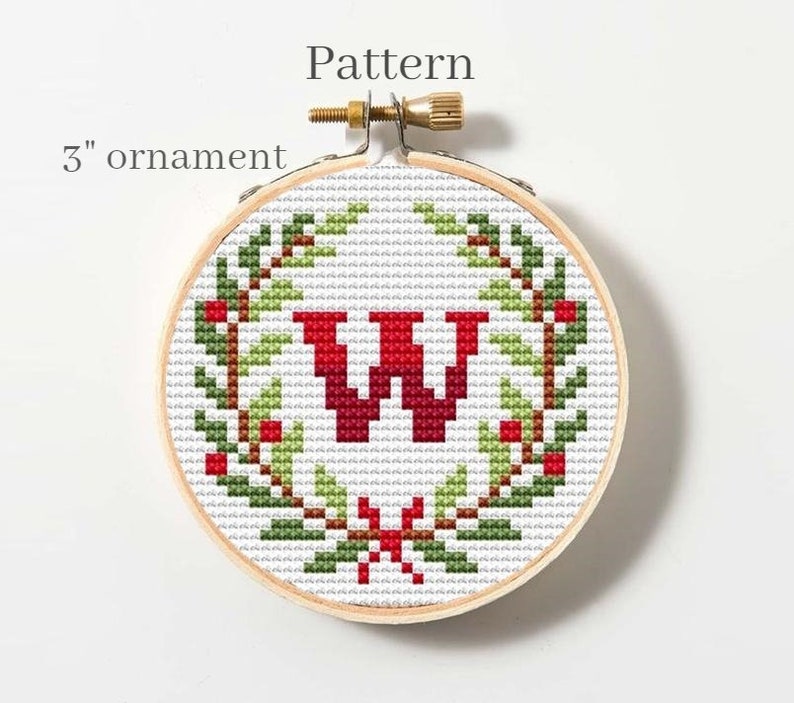 Christmas monogram letters cross stitch pattern, Monogram fonts, Cross stitch ornament, Initial ornament