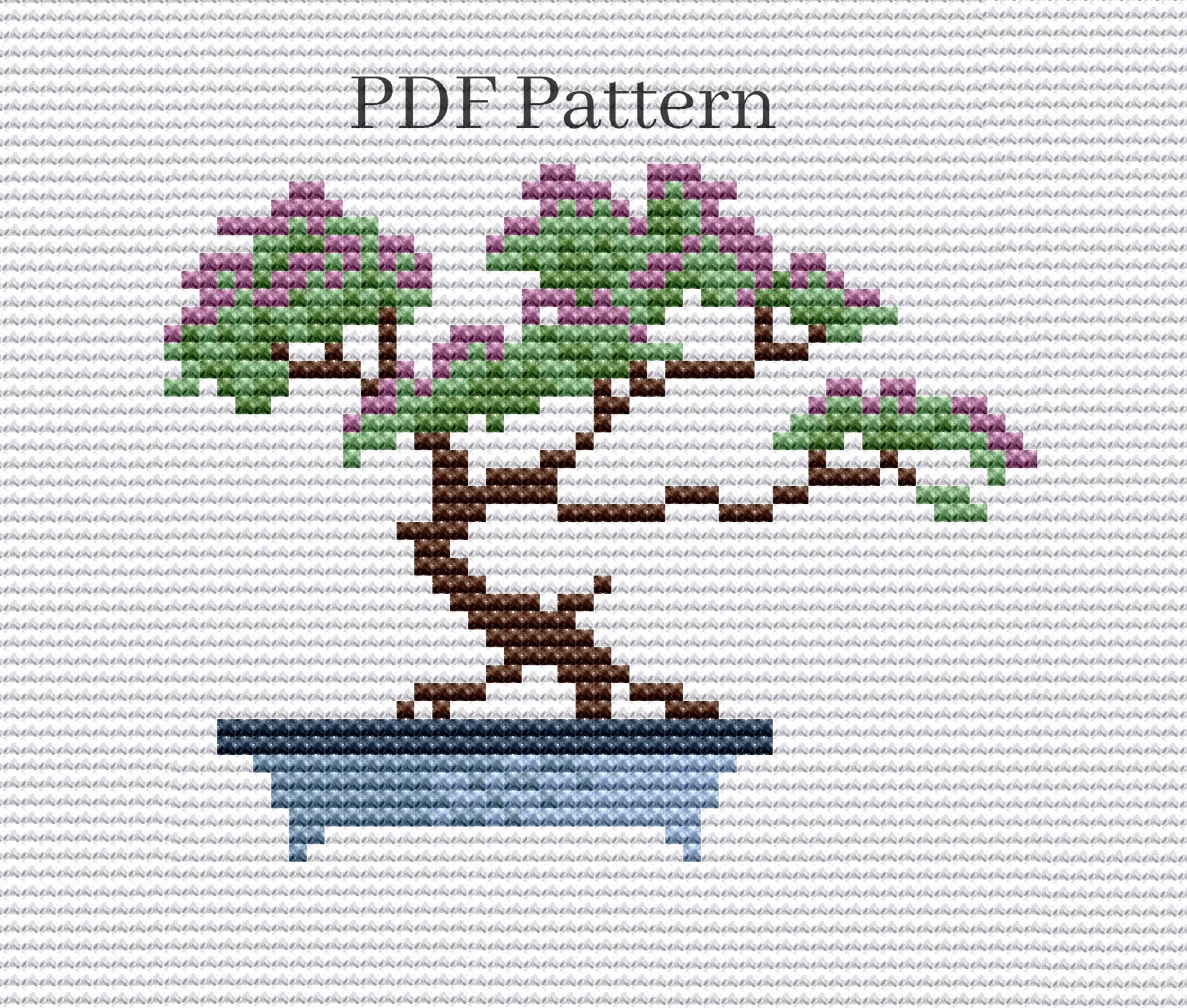 Bonsai Tree Cross Stitch Pattern PDF Japanese Bonsai Etsy