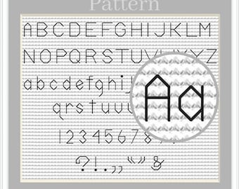 Backstitch alphabet cross stitch pattern, Cross stitch font, Cross stitch letters, Small alphabet pattern, ABC chart