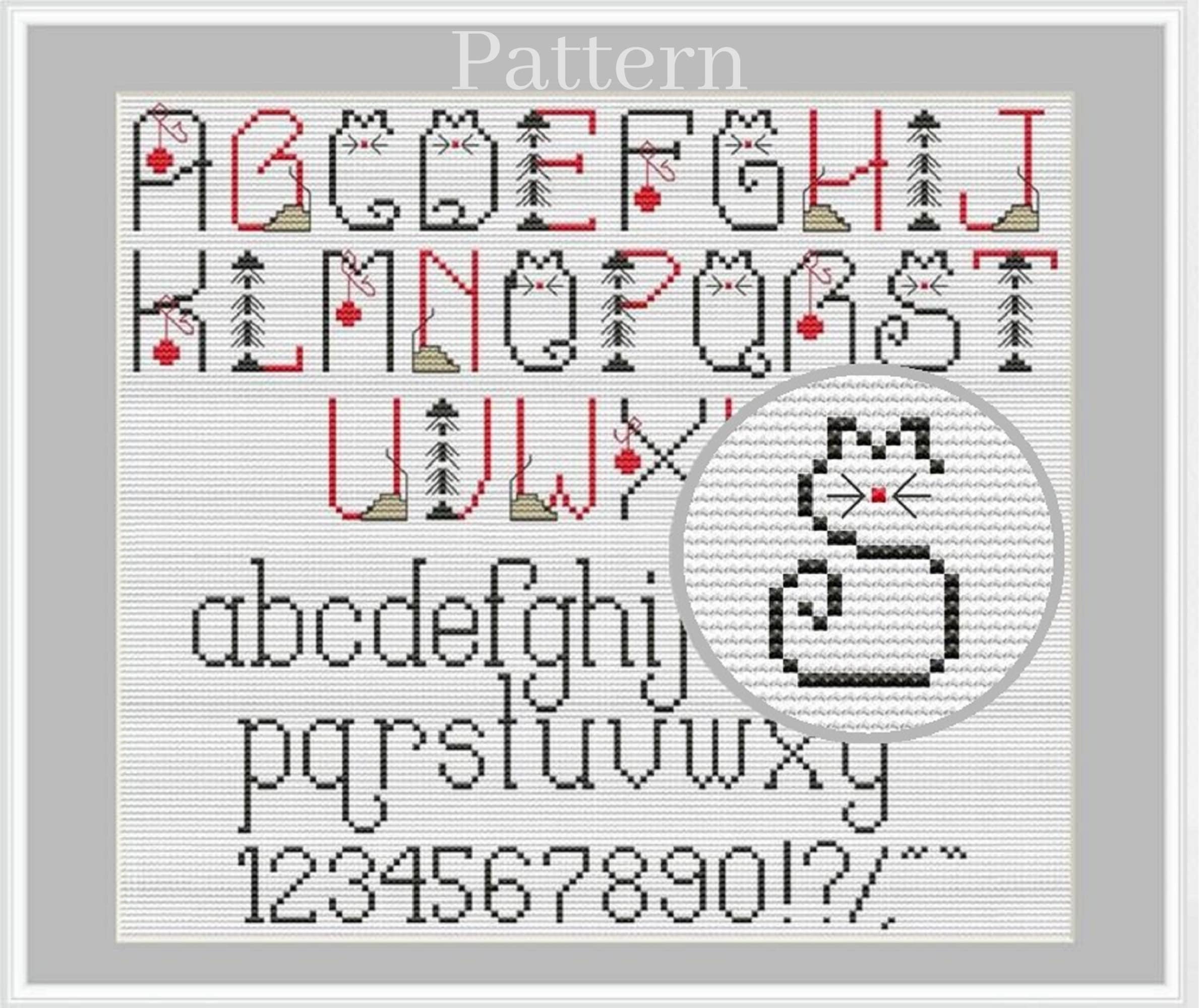 Cat Alphabet Cross Stitch Pattern Cross Stitch Font Cat Etsy